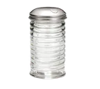 image of TableCraft Products BH857 Sugar Pourer, 12 oz Glass with Steel Top, Side Flap, Dishwasher Safe