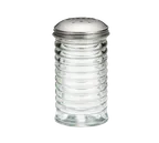 image of TableCraft BH8800 Beehive Cheese Shaker, 12‑22 oz Clear Glass Jar, Steel Metal Lid, No Handle