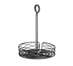 image of TableCraft BK1780 Condiment Caddy – 8" Dia. x 10" H, 1 Wire Compartment, Black Powder‑Coated Metal