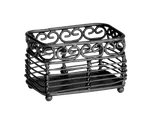 image of TableCraft BK256 Sugar Packet Holder, Mediterranean, 3" x 2-1/2" x 2", Black Powder Metal, Hand Wash