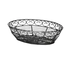 image of TableCraft BK27409 Mediterranean Basket - 9" x 6" x 2.5", Oval, Black Powder-Coated Metal, Hand Wash