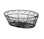 image of TableCraft BK27410 Mediterranean Basket, 10" x 6-1/2" x 3", Oval Metal, Black Powder, Serving Basket
