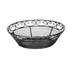 image of TableCraft BK27508 Mediterranean Round Basket, 8" dia. x 2-1/4" H, Black Powder Coated Metal