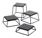 image of TableCraft BKR4 4-Piece Display Riser Set, 7"x6" Black Powder Coated Metal, Non-Slip Tops - Set