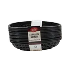 image of TableCraft Products C1074BK - Oval Black Plastic Basket, 9-1/4" x 6" x 1-3/4", 150°F, Safe, 12/Pack