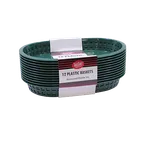 image of TableCraft C1076FG Basket, 10-1/2" x 7" x 1-1/2", Oval, Green, Heat‑Resist 150°F, Dishwasher, 12/Pack