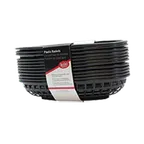 image of TableCraft C1084BK Fast Food Basket – Oval, 11-3/4" x 9" x 1-3/4", Black Plastic - 12/Pack