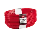 image of TableCraft Products C1084R - Oval Red Plastic Serving Basket, 11" x 9" x 1-3/4" - 12/Pack