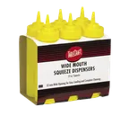 image of TableCraft C12463M - 24oz Yellow Wide-Mouth Squeeze Bottle, Single Tip, Mustard, NSF, 6/Pack
