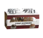 image of TableCraft C414-4 14oz Teardrop Glass Syrup Pourer, Chrome Plated Metal Top, Dishwasher Safe, 4/Pack
