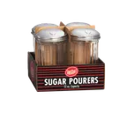 image of TableCraft C57S-4 Sugar Pourer Shaker 12 oz Fluted Glass Stainless Steel Top, Dishwasher Safe, 4/Pack
