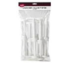 image of TableCraft C66238 Syrup Pump, 1 oz, 38mm Lid, 11" Dip Tube, White Plastic - 6/Pack