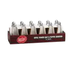 image of TableCraft C83-12 Salt/Pepper Shaker, 1 oz, 4-3/8" Height, Nickel-Plated Top, Glass Jar - 12/Pack