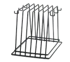 image of TableCraft CBR6BK Cutting Board Rack, 12-1/4" x 9-1/2" x 10", 6 Slots/6 Hooks, Black Vinyl-Coated