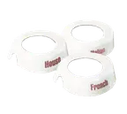 image of TableCraft CM12 ID Collar – 48 oz. Dispenser, White Plastic, Maroon Print, Fits 483/484 – 10/Set