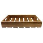 image of TableCraft CRATE114 Acacia Serving & Display Crate, 20-3/4" x 12-3/4" x 4-1/4", Brown, Fits 1/1 GN Pan