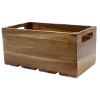 image of TableCraft CRATE116 Acacia Brown Serving & Display Crate, 20-3/4" x 12-3/4" x 6-1/4" Fits 1/1 GN Pan
