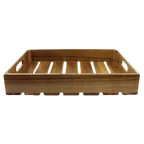 image of TableCraft CRATE124 Acacia Brown Serving Crate, 12-3/4" x 10-3/8" x 4-1/4", Fits 1/2 GN Pan