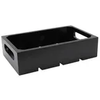 image of TableCraft CRATE13BK - Black Wood Serving Crate, 12-3/4" x 7" x 2-3/4", Fits 1/3 GN, Cutout Handles