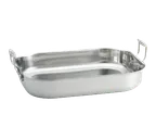image of TableCraft CW2032 - 6-Qt Roasting Pan, 14-1/2" x 11-5/8" x 2-1/2", Brushed Al/Stainless, Handles