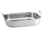 image of TableCraft CW2034 11-Qt Stainless Steel & Aluminum Roasting Pan, 16"x13"x3", Tri‑ply, Loop Handles