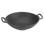 image of TableCraft CW30116 6-Qt 14" Cast Iron Wok, 2 Handles, Pre‑Seasoned, Induction Ready, 3‑5/8" Depth