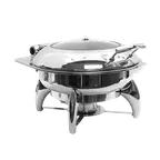 image of TableCraft CW40177 Fuel Chafer Dish, 6‑qt. Round Stainless Steel, Hinged 17‑1/4" × 19‑1/2" × 12‑1/4"