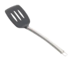 image of TableCraft CW402 - 14" Black Silicone Head Slotted Serving Spatula With Stainless Steel Handle