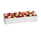 image of TableCraft CW4020X 2qt Rectangular Alum Bowl, 14-1/4" x 4-3/4" x 3", Orange, Dishwasher Safe, NSF
