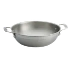 image of TableCraft CW7012 Induction 3-Qt Wok, 9-1/2" Dia., Tri‑Ply Aluminum & Stainless, 2 Loop Handles