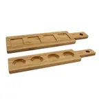 image of TableCraft FLIGHT1 Flight Serving Paddle – 17"x4"x5/8", 4‑glass, Bamboo, Reversible POS Card