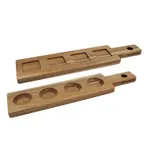 image of TableCraft Products FLIGHT2 - 17" x 4" x 5/8" Wood Paddle, Holds 4 2¼" Glasses, Reversible Beer/Wine
