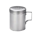 image of TableCraft Products H158 Aluminum Dredge Shaker, 10‑11 oz, 2‑3/5" Dia × 3‑1/2" H, Metal Lid, Handle