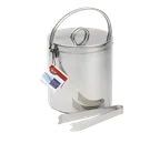 image of TableCraft H303 Ice Bucket – 120 oz Stainless Steel, 7" x 7" x 8-1/2", Double-Walled, Tongs
