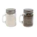 image of TableCraft H475S&P Salt Pepper Shaker, 4oz, 2-7/8"W x 2-1/8"D x 3-1/4"H, Glass Jar, Metal Lid