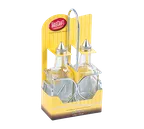 image of TableCraft H600N2 Oil & Vinegar Cruet Set, 2 x 6 oz Cruet Bottles, Chrome Plated Rack