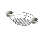 image of TableCraft H711372 - Oval Serving Basket 13" x 7" x 2", Chrome Plated, 2 Ramekin Holders, Hand Wash