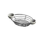 image of TableCraft Products H711372BK Oval Serving Basket 13" x 7" x 2" Black Metal Ramekin Holder
