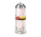 image of TableCraft Products H714CH Straw Dispenser - Glass Cylinder, 4-3/8"×4-3/8"×11-1/8",Chrome, 72 Straws
