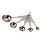 image of TableCraft H722A 5-Piece Stainless Steel Measuring Spoon Set, Dishwasher Safe, 5 Sizes - 5/Set