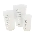 image of TableCraft HSMC3 Silicone Measuring Cups - 1, 2, 4 Cup, Microwave/Dishwasher Safe, 450°F - 3/Set