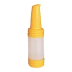 image of TableCraft Products N32VY - 32oz Yellow PourMaster V-Neck Bottle, Dishwasher Safe, Bartender Pourer