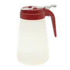 image of TableCraft PP10RE Syrup Pourer – 10oz, Chrome‑Plated Metal Top, Red ABS, BPA‑Free Polypropylene Jar