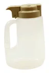 image of TableCraft PP32BE Syrup Dispenser, 32 Oz Beige Polypropylene Jar, 4-1/2" x 3-3/4" x 7-1/4" Lid, BPA-Free, USA