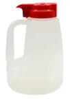 image of TableCraft PP64R Syrup Pourer- 64oz Red Polypropylene, 5-3/4" x 6-3/4" x 9", BPA-Free Dishwasher Safe