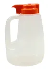 image of TableCraft Products PP64X Syrup Dispenser, 64 Oz Orange PP Jar, 5-3/4" x 6-3/4" x 9", BPA Free
