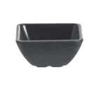 image of TableCraft RAMS3BK - 3oz Black Melamine Square Ramekin, Ribbed, NSF, Dishwasher Safe, 158°F/70°C