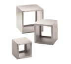 image of TableCraft RS3 - 3‑Piece 5"‑7"‑9" Square Stainless Steel Riser Set, Brushed Silver