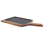 image of TableCraft UCW10 Sizzle Thermal Platter Underliner, 15-3/4" x 9" Rectangular Wood, Acacia, 400°F