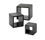 image of TableCraft WBK3 - Barclay 3‑Piece Black Wood Square Display Risers, 5″, 7″, 9″, Hand Wash Only - Set
